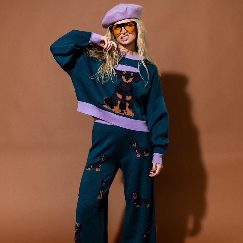 Dressed in LALA Teal and Lavender Wide Leg Set